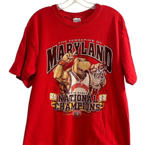 Maryland Terrapins NCAA Champs 2002 T-Shirt Red Unisex Size L Vintage basketball - Picture 2 of 8